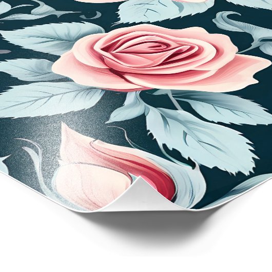  Roos Floral Pattern Foto Afdruk (Hoek)
