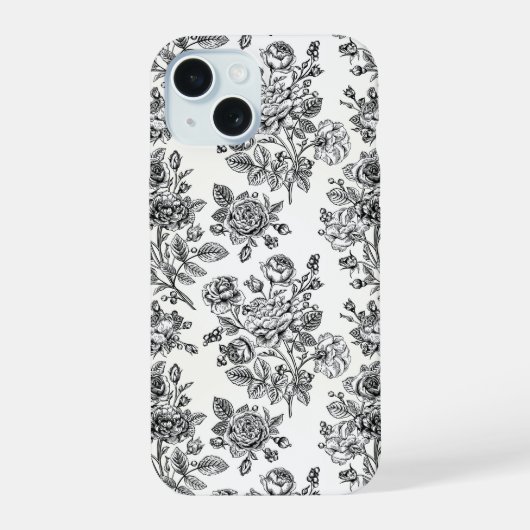  Roos Floral Pattern iPhone 15 Hoesje (Achterkant)