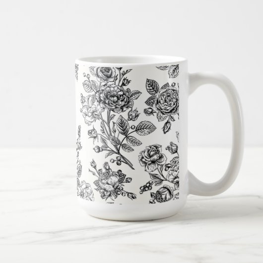 Roos Floral Pattern Koffiemok (Rechts)