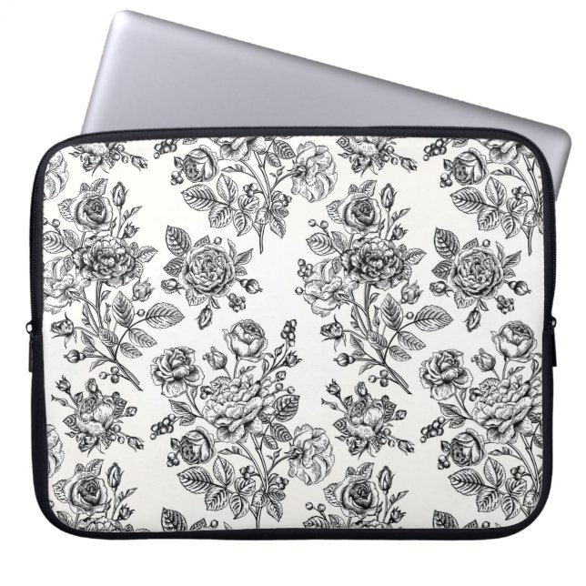  Roos Floral Pattern Laptop Sleeve (Voorkant)