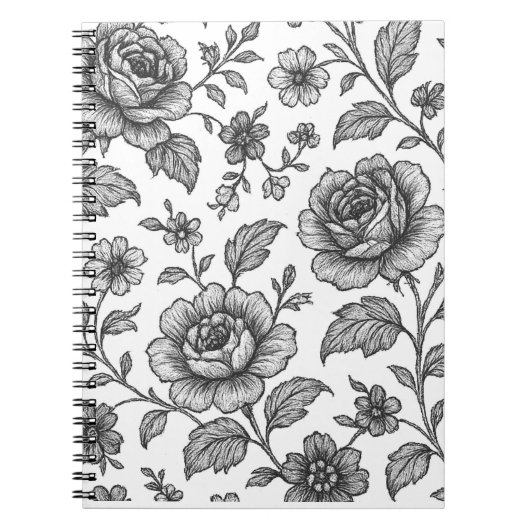 Roos Floral Pattern Notitieboek (Voorkant)
