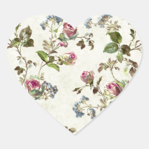  Roos Floral Pattern Shabby chic Hart Sticker