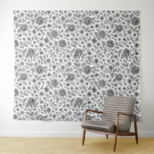 Roos Floral Pattern Wandkleed