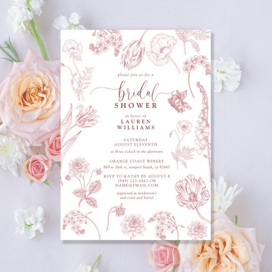  Roos Floral Script Vrijgezellenfeest Kaart