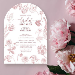 Roos Floral Script Vrijgezellenfeest Kaart