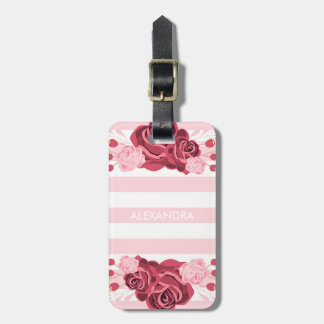 Roos Floral Stripes Bagagelabel