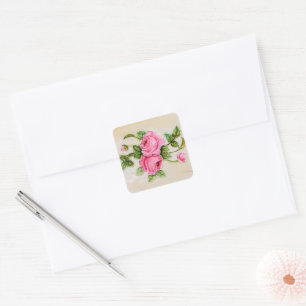  Roos Floral Tegel Vierkante Sticker