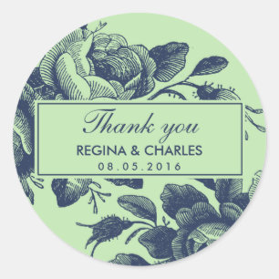 Roos Floral Wedding Dank je Sticker