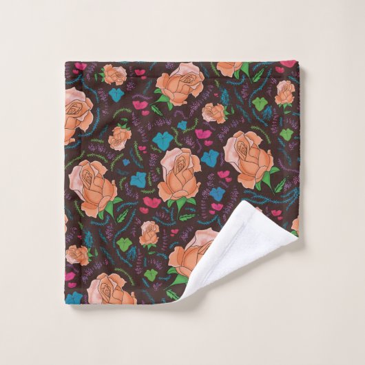 Roos floreel patroon bad handdoek (Wasdoekje)