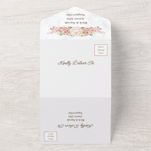 Roos Flower Gepersonaliseerd de datum opslaan All In One Uitnodiging (Buitenkant)