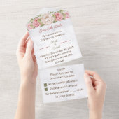 Roos Flower Gepersonaliseerd de datum opslaan All In One Uitnodiging (Afscheurbaar)