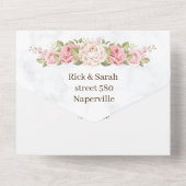 Roos Flower Gepersonaliseerd de datum opslaan All In One Uitnodiging (Achterkant)