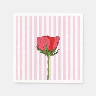 Roos Flower Pink Stripe Servet