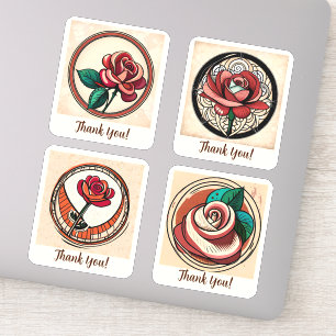 Roos Flowers Groovy Retro Aangepast Sticker