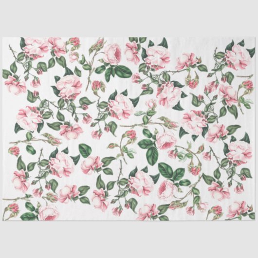 Roos Flowers Rosebuds Floral Weefpapier Tissuepapier (Voorkant)
