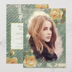  Roos Foto sjabloon legant Birthday Party Kaart