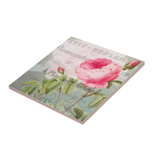  Roos Franse Accent Ceramic Tile Tegeltje (Zijkant)