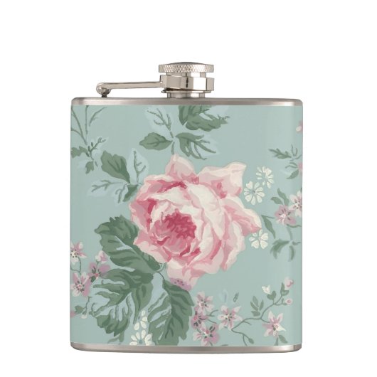  Roos Franse Chic Flask Heupfles (Voorkant)