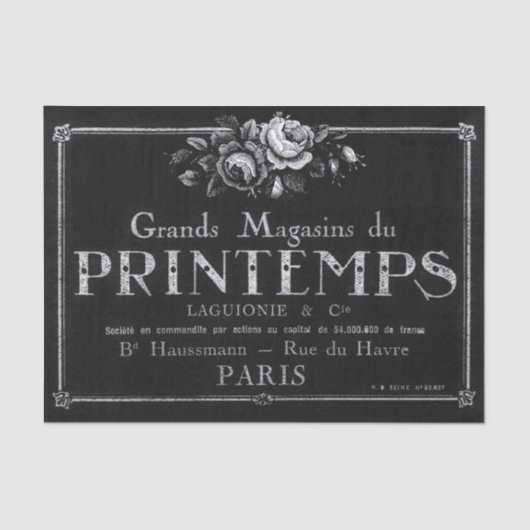  Roos Franse Typografie Black Decoupage Tissuepapier (Voorkant)