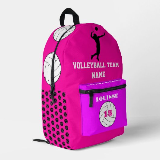 Roos fuchsia roze rugzak volleybalteam (Achterkant Hoek Links)