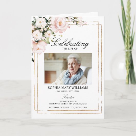 Roos Funeral Order of Service, Memorial Programme Programma (Voorkant)