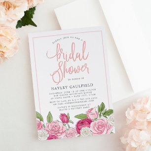 Roos Garden   Bridal Shower-uitnodiging Kaart