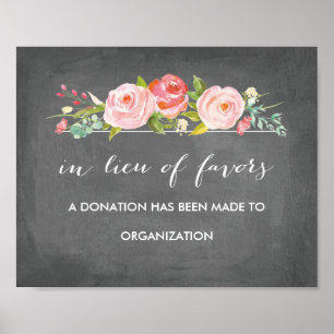 Roos Garden Floral Chalkboard in plaats van Favors Poster