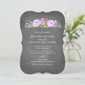 Roos Garden Floral Chalkboard Weddenschap Kaart (Staand voorkant)