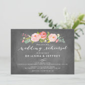 Roos Garden Floral Chalkboard Wedding Rehearal Kaart (Staand voorkant)