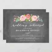 Roos Garden Floral Chalkboard Wedding Rehearal Kaart (Voorkant / Achterkant)