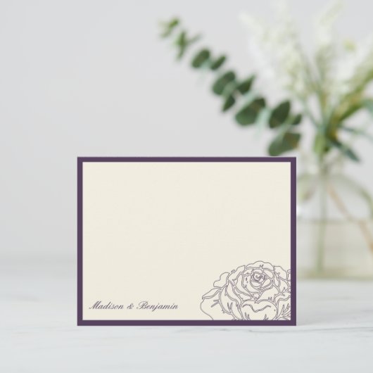 Roos Garden Hartelijk dank - Paars Bedankkaart (Staand voorkant)