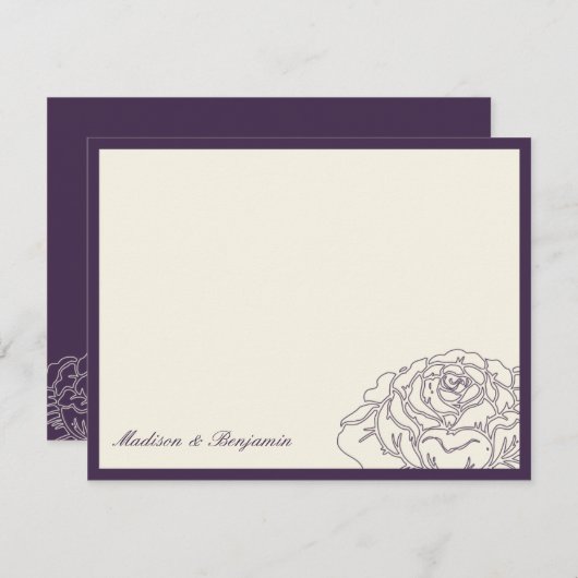 Roos Garden Hartelijk dank - Paars Bedankkaart (Voorkant / Achterkant)