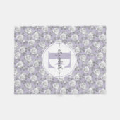 Roos Garden Monogram Lavendel Fleece Deken (Voorkant (Horizontaal))