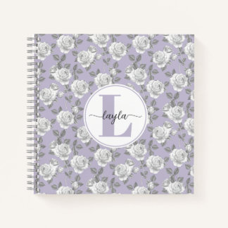 Roos Garden Monogram Lavendel Notitieboek