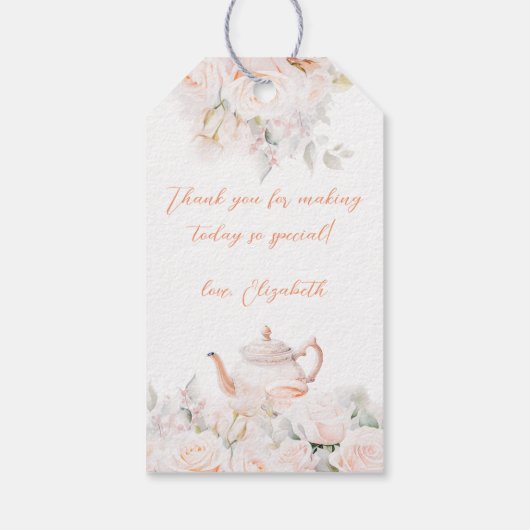 Roos Garden Tea Party Vrijgezellenfeest Favoriet T Cadeaulabel (Achterkant)