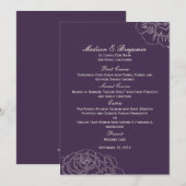 Roos Garden Wedding Menu Card - Paars (Voorkant / Achterkant)