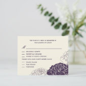 Roos Garden Wedding RSVP-kaart - Paars RSVP Kaartje (Staand voorkant)
