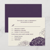Roos Garden Wedding RSVP-kaart - Paars RSVP Kaartje (Voorkant / Achterkant)