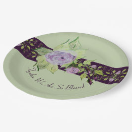 Roos geaccentueerd met Paarse en mauve Papieren Bordje