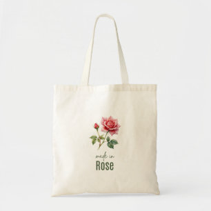 Roos Geboortebloem plat bedankt Tote Bag