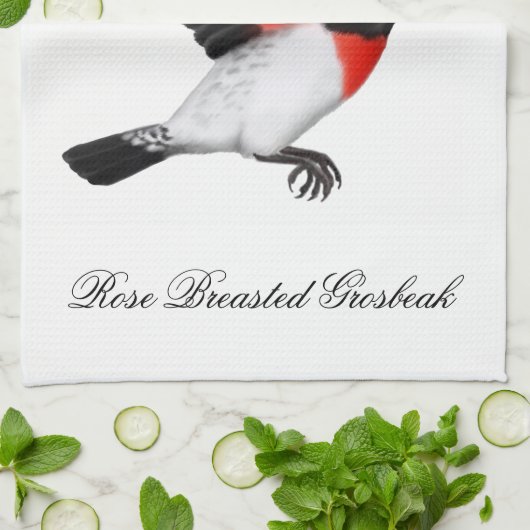 Roos Gebreide Grosbeak Wild Bird Kitchen Towel Theedoek (Gevouwen)