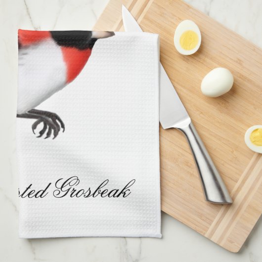 Roos Gebreide Grosbeak Wild Bird Kitchen Towel Theedoek (Quarter Fold)