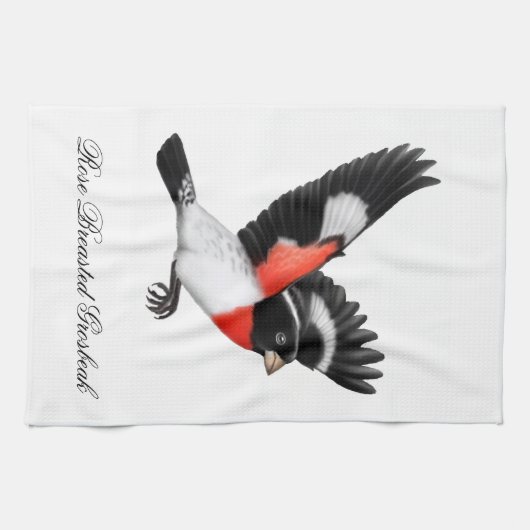 Roos Gebreide Grosbeak Wild Bird Kitchen Towel Theedoek (Horizontaal)