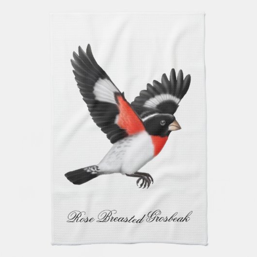 Roos Gebreide Grosbeak Wild Bird Kitchen Towel Theedoek (Verticaal)