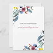 Roos, geel en blauw Floral sparen de Datum Kaart (Achterkant)