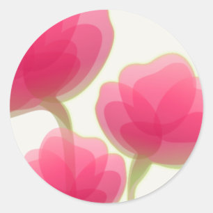 Roos gekleurde bloemen ronde sticker