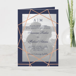 Roos Geometric Midnight Blue Photo Wedding Folded