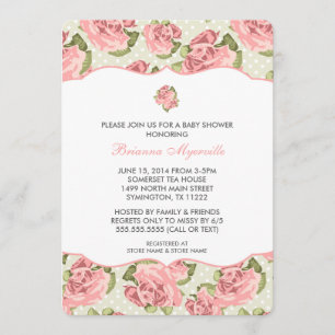 Roos Girl Baby shower Invite Kaart