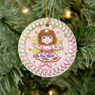 Roos Girl Fairy Keramisch Ornament
