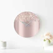 Roos Girly Glam Spark Glitter Drip Blush Glitter Grote Klok (Huis)